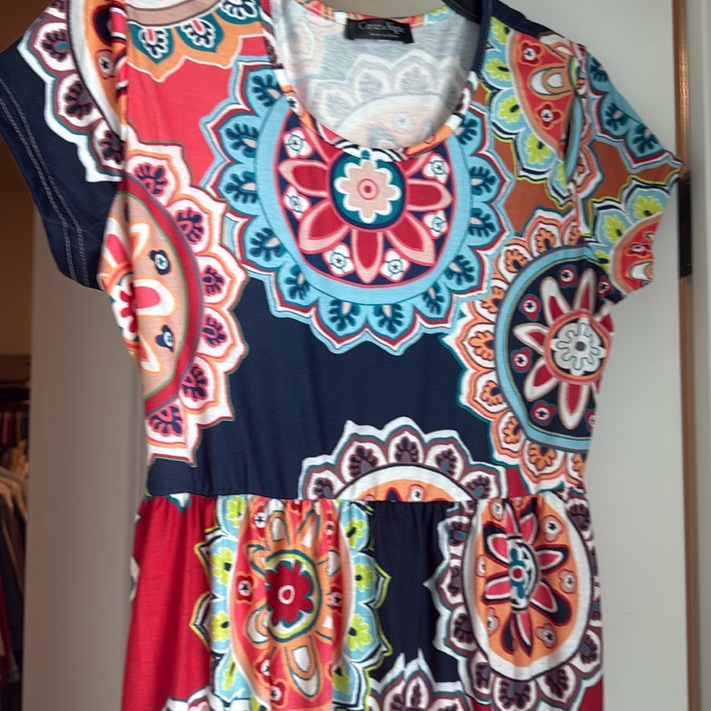 Colorful Patterned Short Sleeve Dress